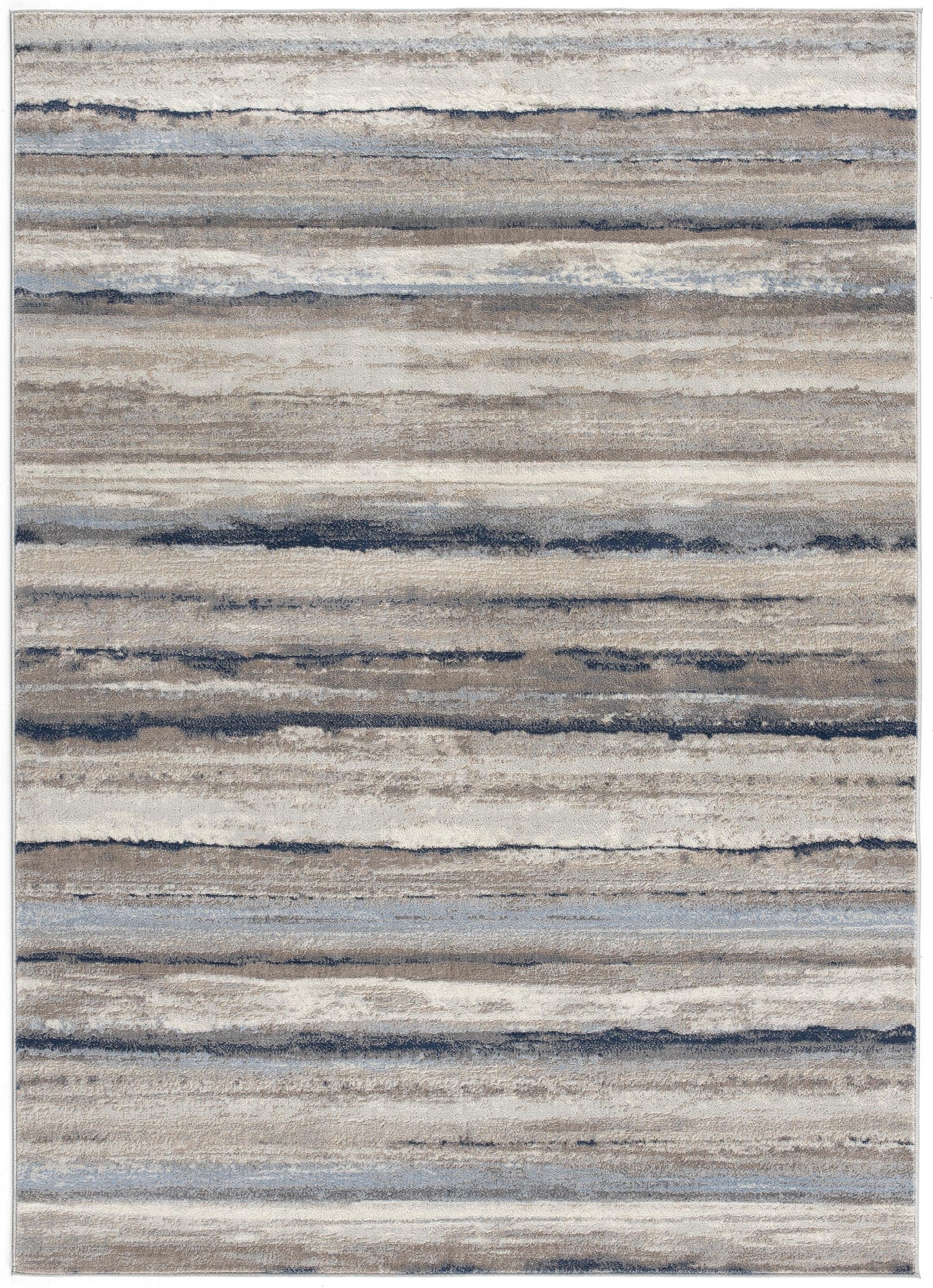 Rimal Abstract Contemporary Blue and Brown Indoor Rug