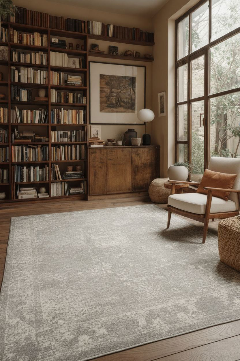 Alfombra de interior contemporánea Safir Abstract en gris y beige