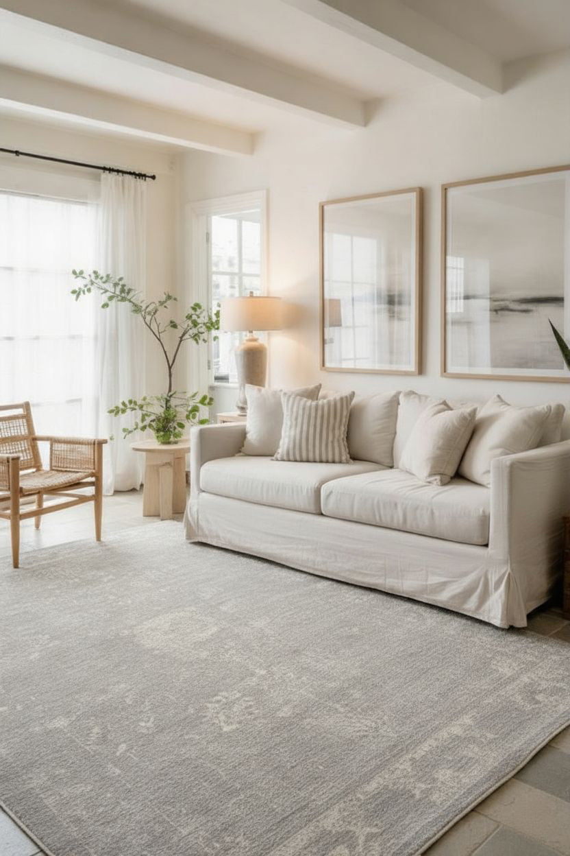 Tapis gris transitionnel moderne Havana