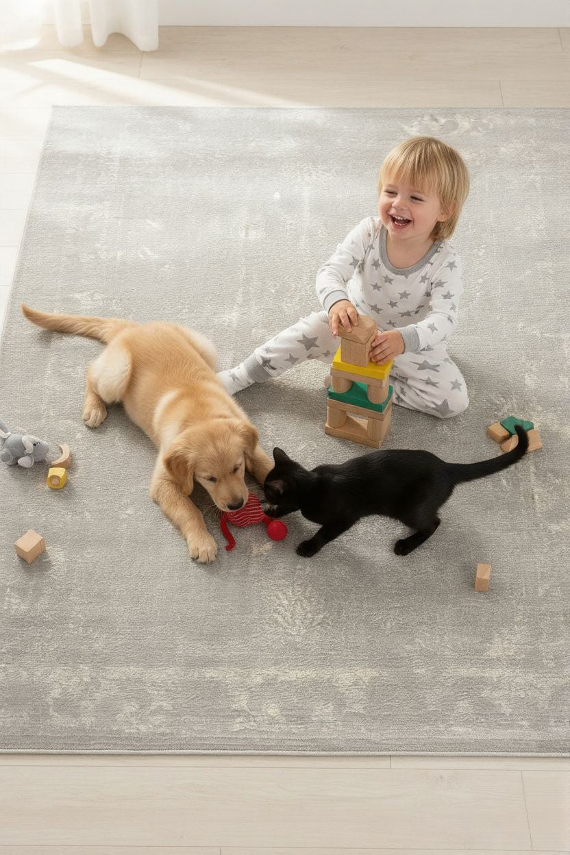 Tapis gris transitionnel moderne Havana