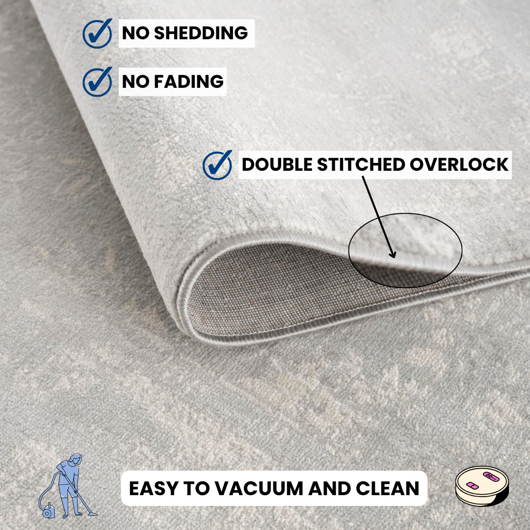 Tapis gris transitionnel moderne Havana