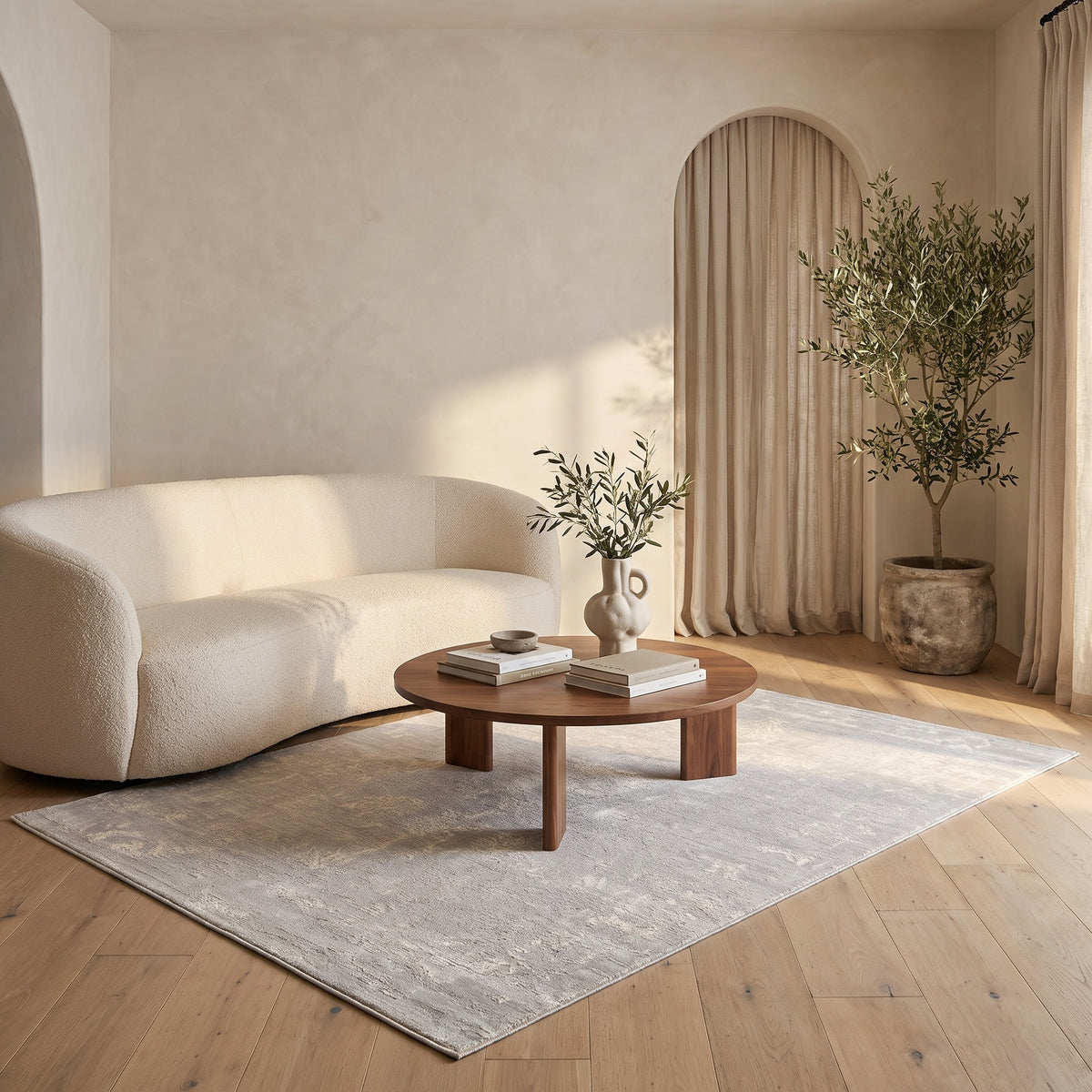 Tapis Safir abstrait contemporain gris et beige