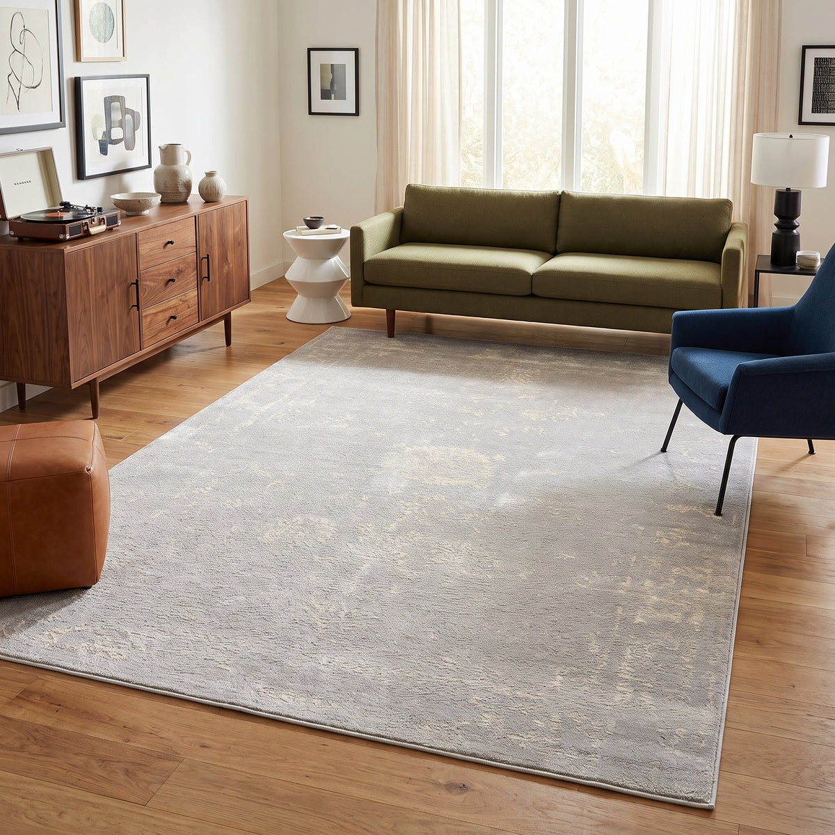 Alfombra de interior contemporánea Safir Abstract en gris y beige