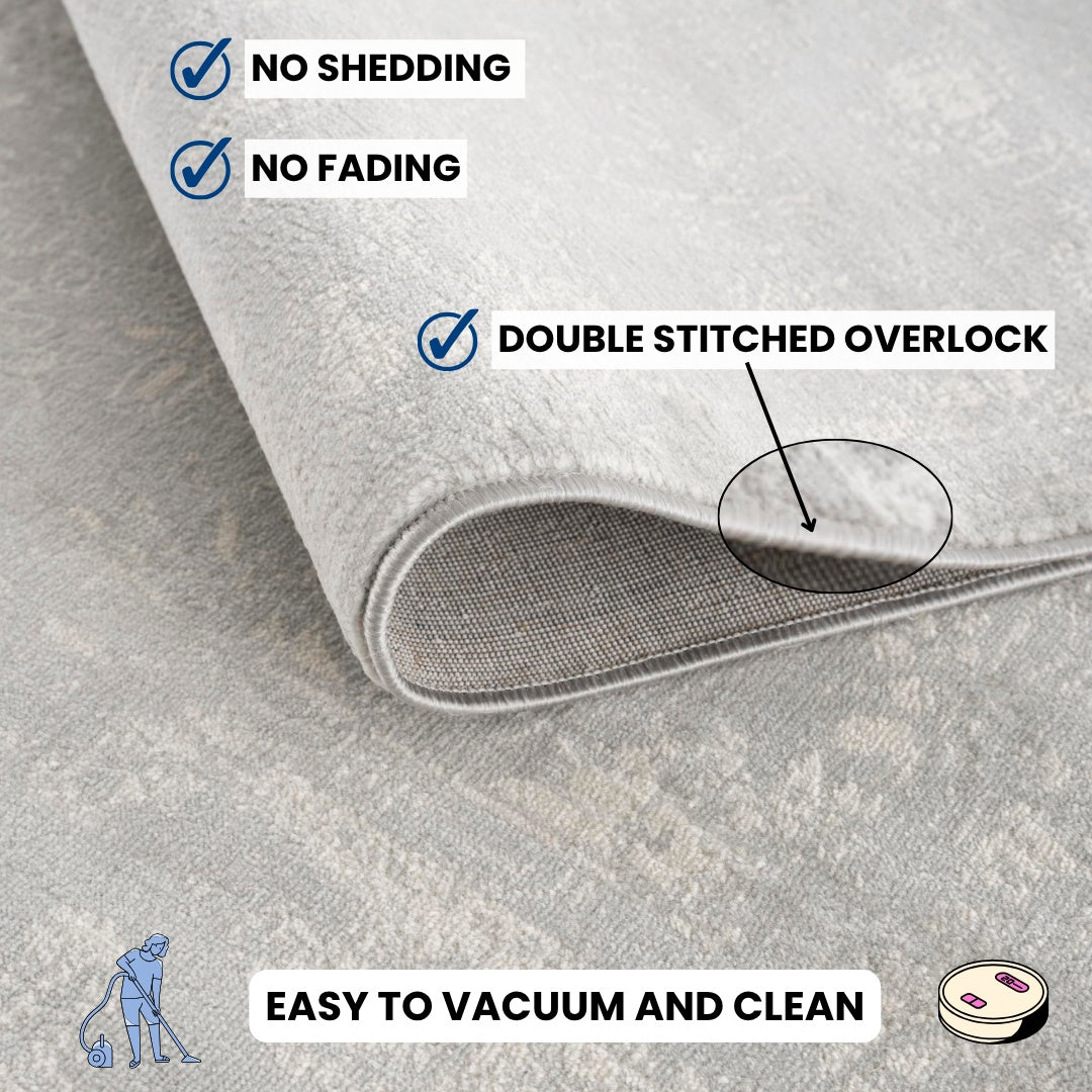 Tapis gris transitionnel moderne Havana