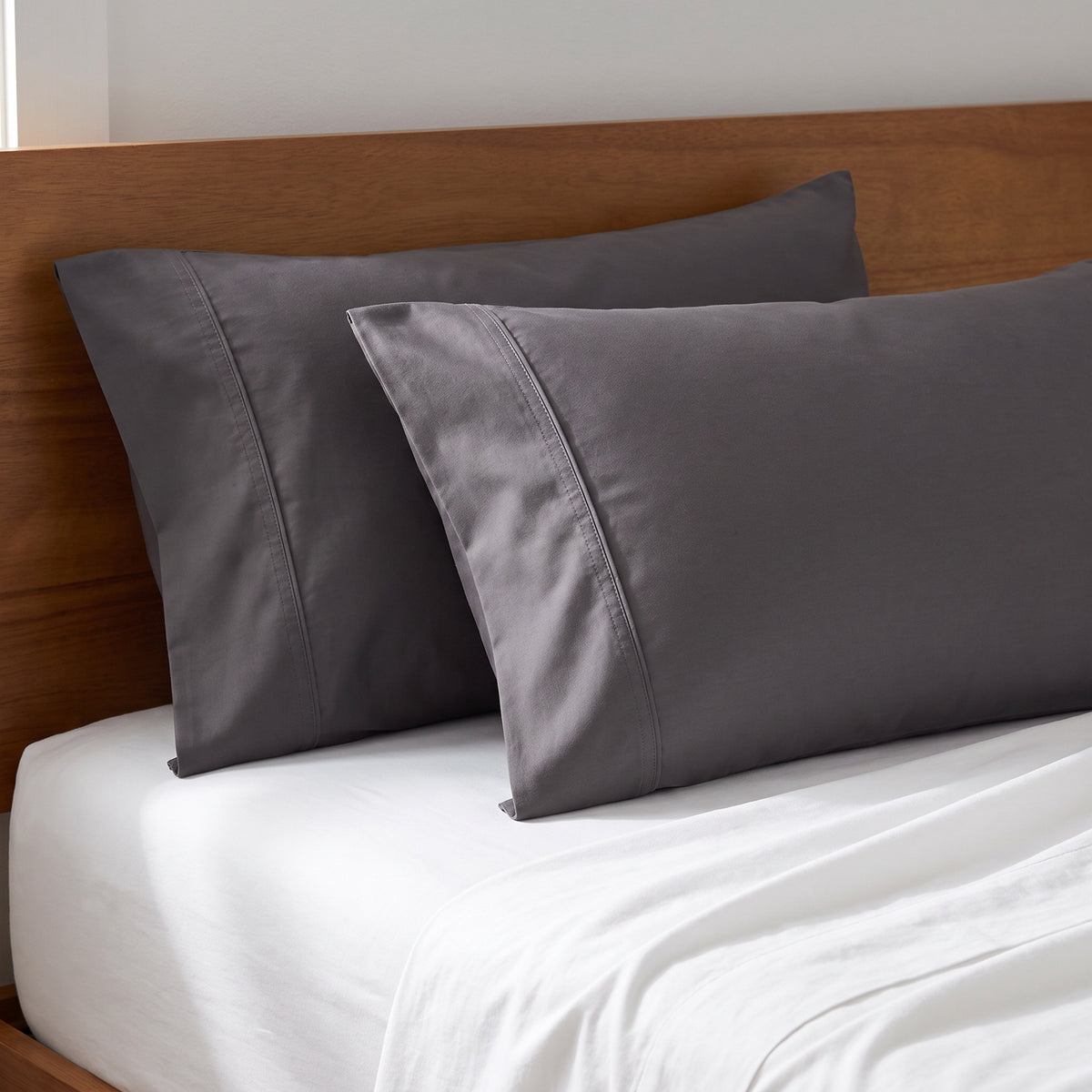 Fundas de almohada Calla de algodón en carbón