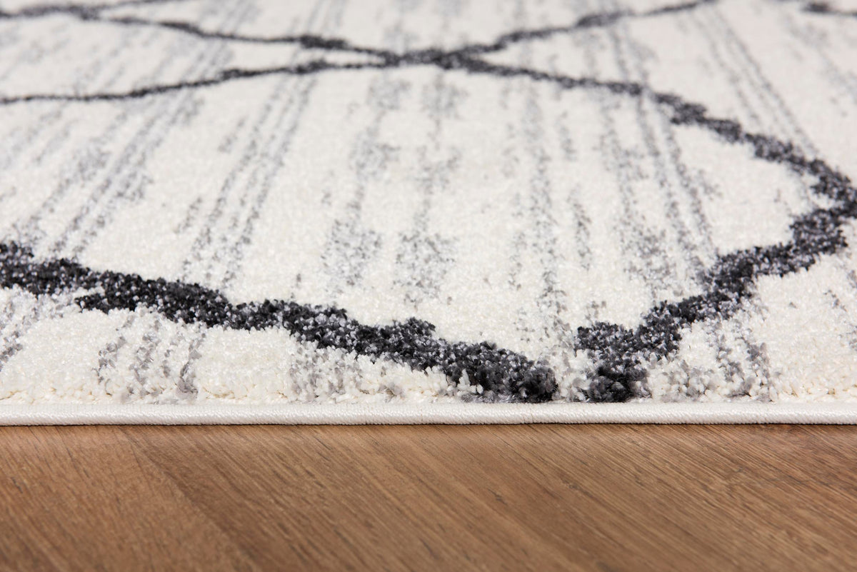 Tapis Amani à treillis contemporain gris et noir