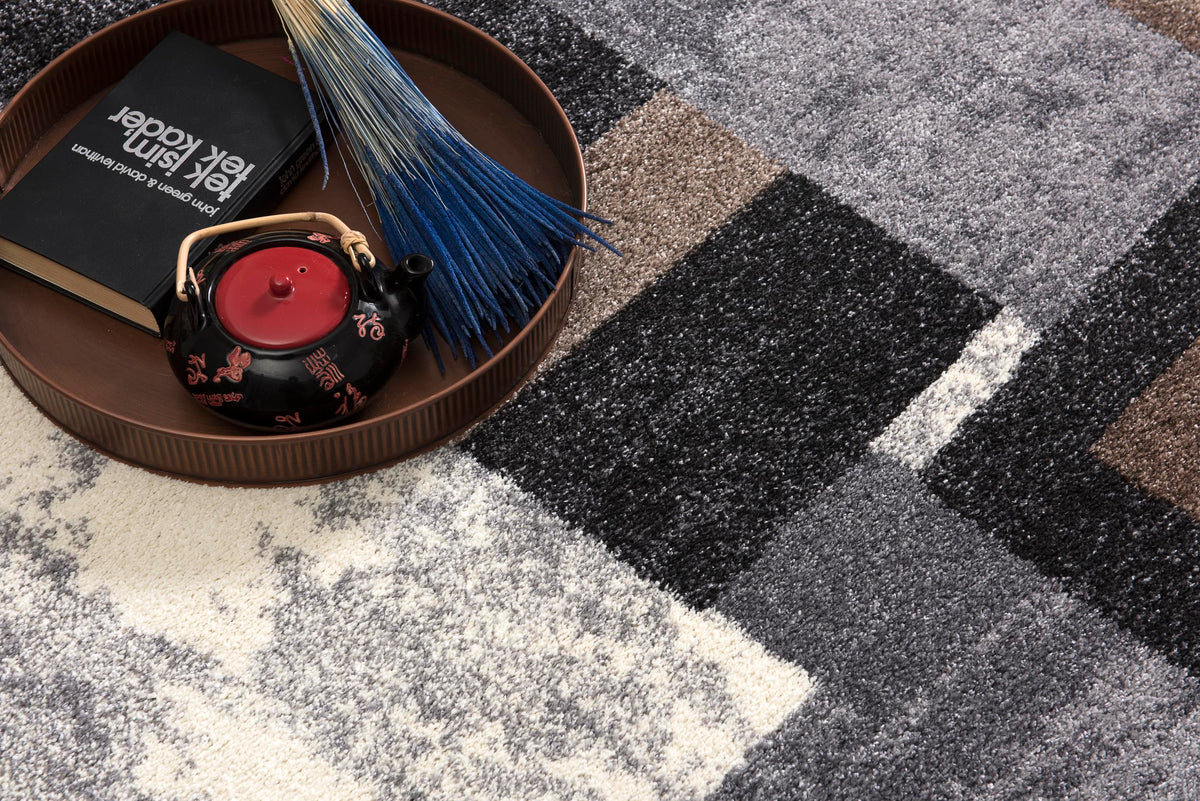 Herat Abstract Contemporary Brown and Beige Indoor Rug