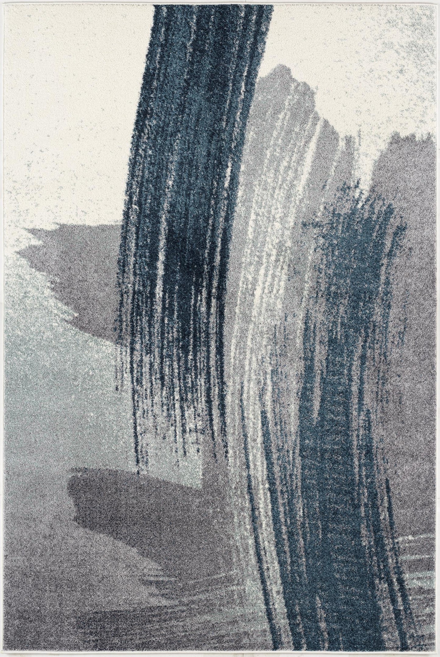 Rivah Abstract Contemporary Blue and White Indoor Rug