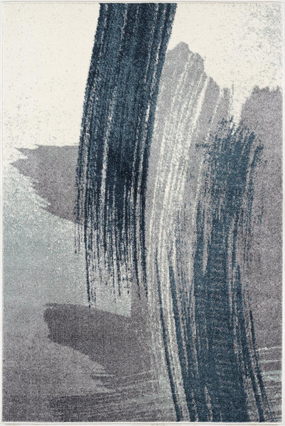 Rivah Abstract Contemporary Blue and White Indoor Rug