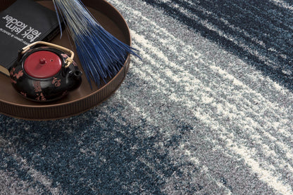 Rivah Abstract Contemporary Blue and White Indoor Rug