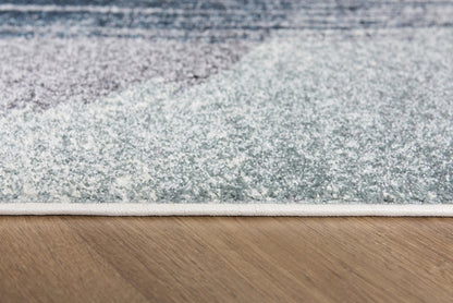 Rivah Abstract Contemporary Blue and White Indoor Rug