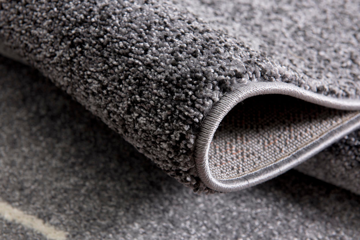 Alfombra de Interior Tarin Geométrica Contemporánea Gris y Negra