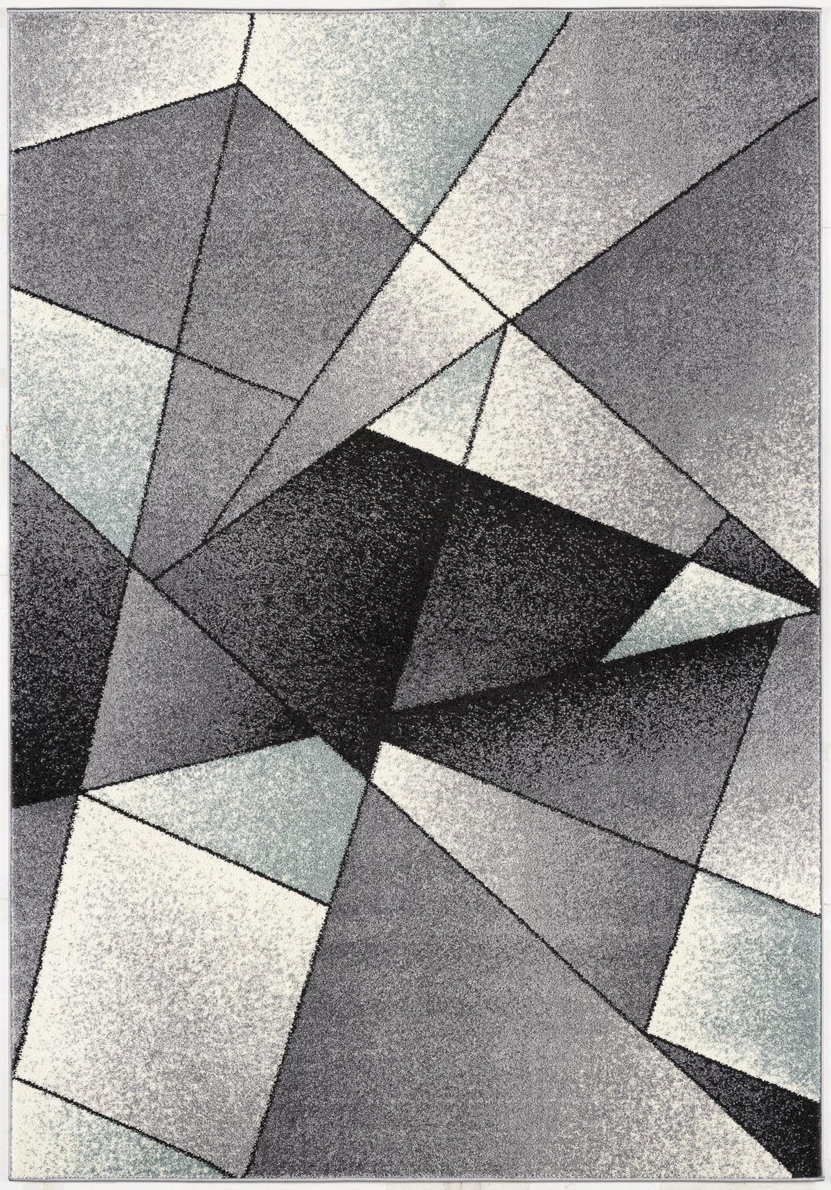 Nour Geometric Contemporary Grey and Blue Indoor Rug