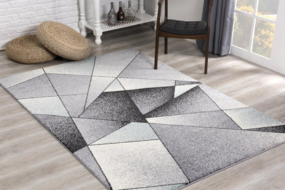 Nova Geometric Contemporary Grey Rug