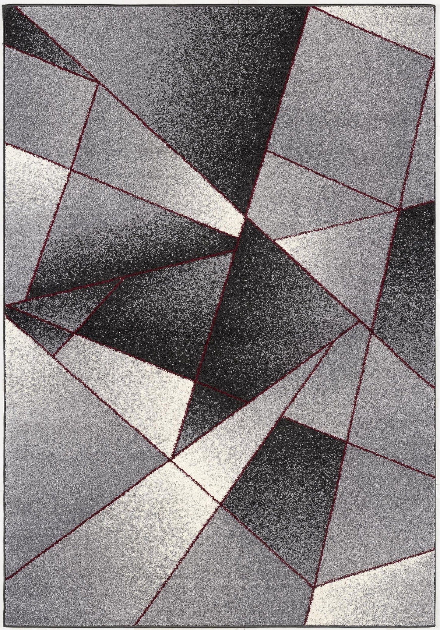 Tapis contemporain gris rouge Nova géométrique