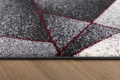 Tapis contemporain gris rouge Nova géométrique