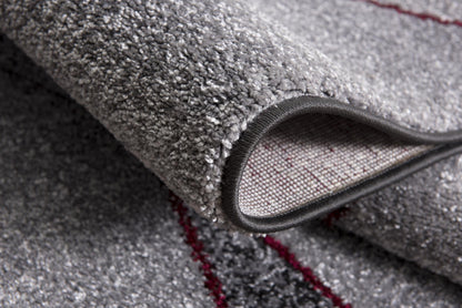 Tapis contemporain gris rouge Nova géométrique