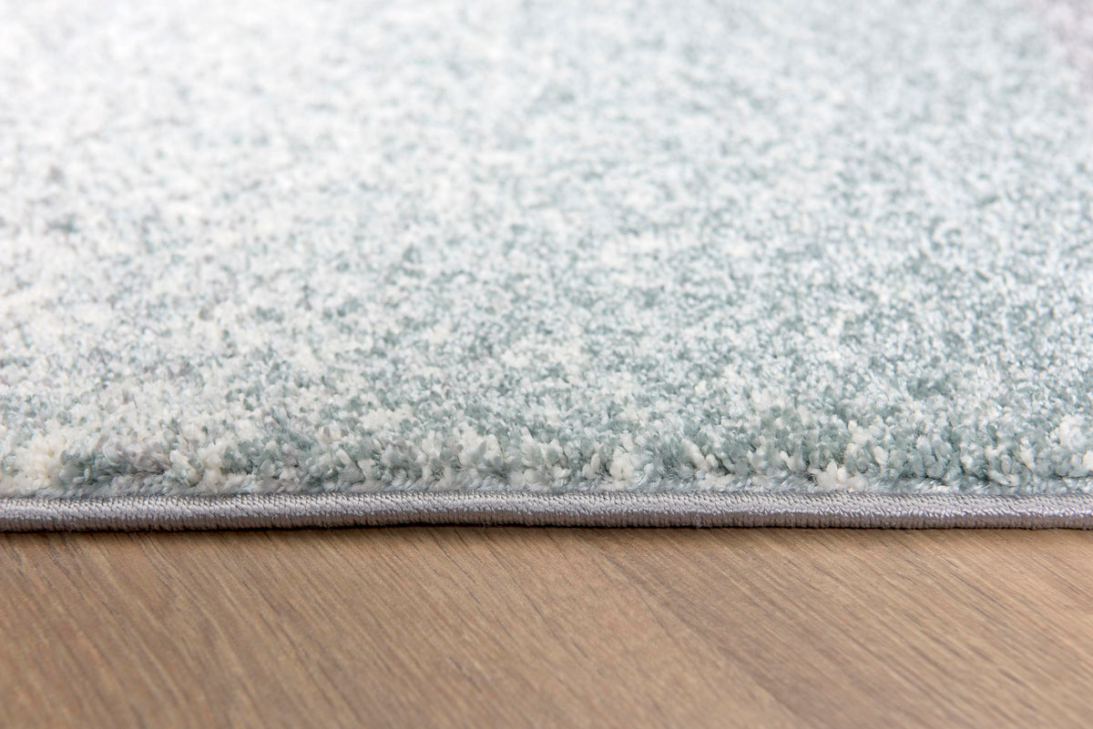 Tapis Riwaq abstrait contemporain gris et bleu