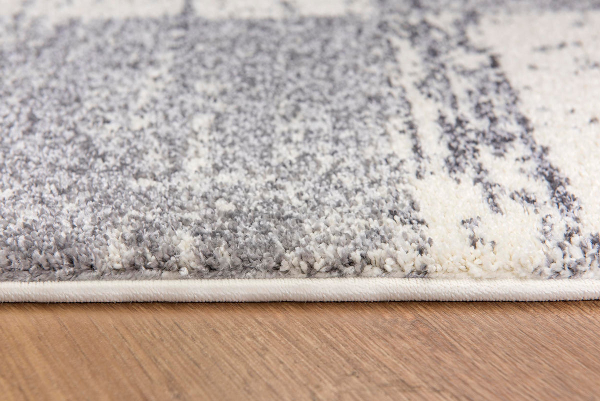 Prana Checkered Contemporary White and Grey Indoor Rug