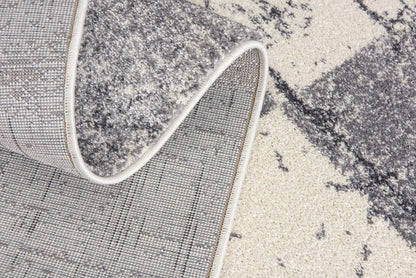 Prana Checkered Contemporary White and Grey Indoor Rug