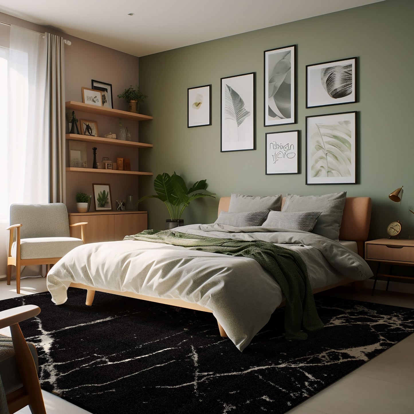 Nova Modern Marble Black Rug