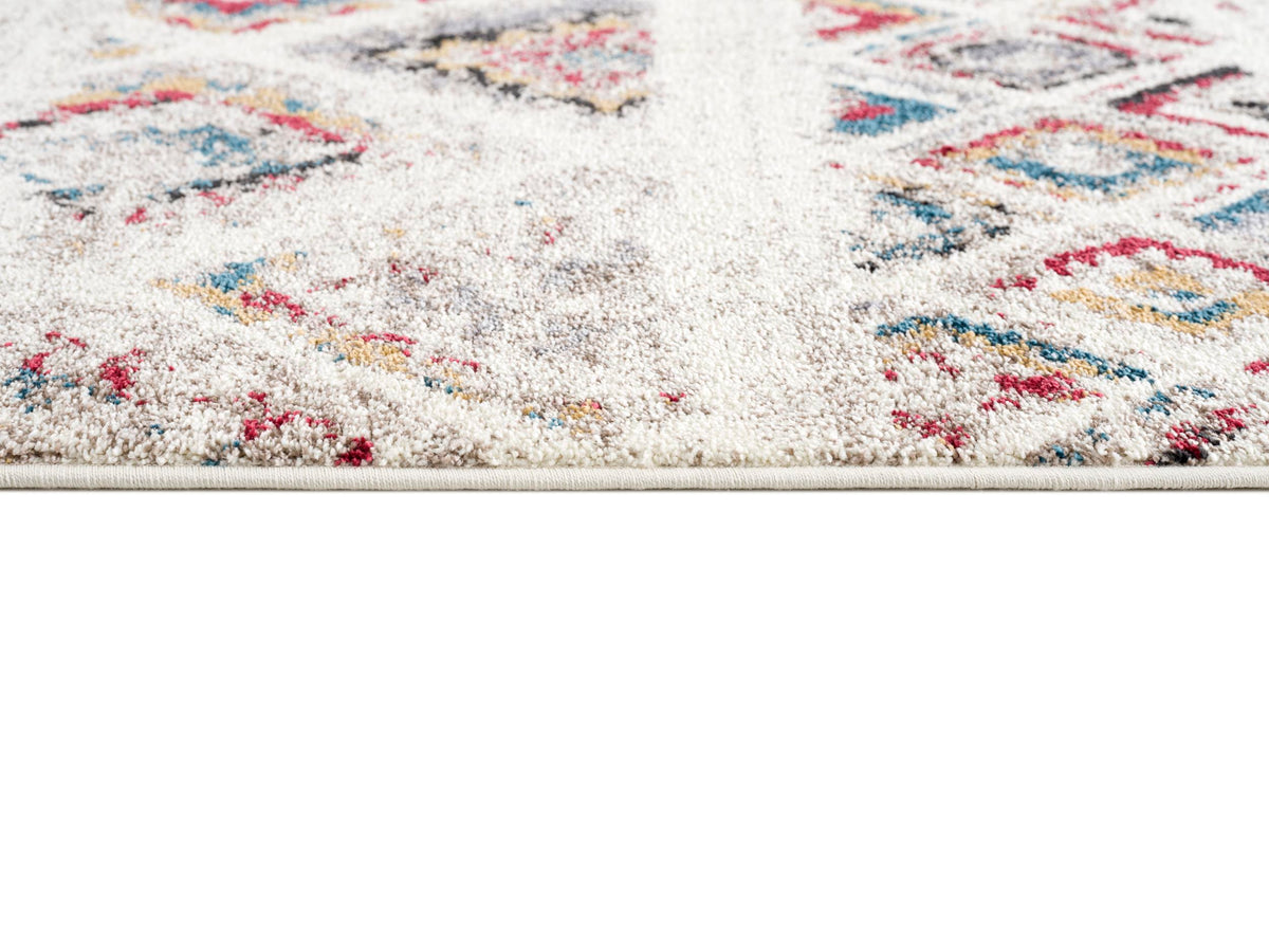 Tapis Safa bohème contemporain crème et rouge