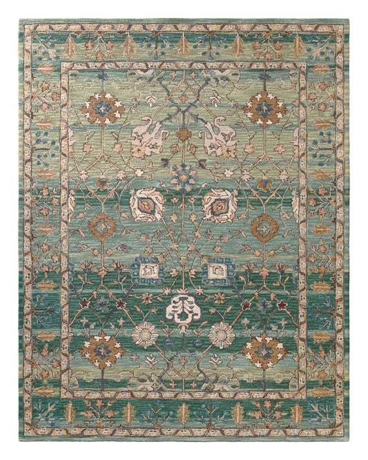 Ahava Oriental Traditional Green and Blue Area Rug