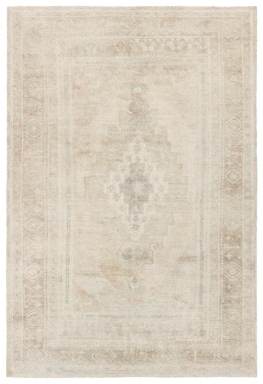 Adorn Medallion Traditional Tan and Beige Area Rug