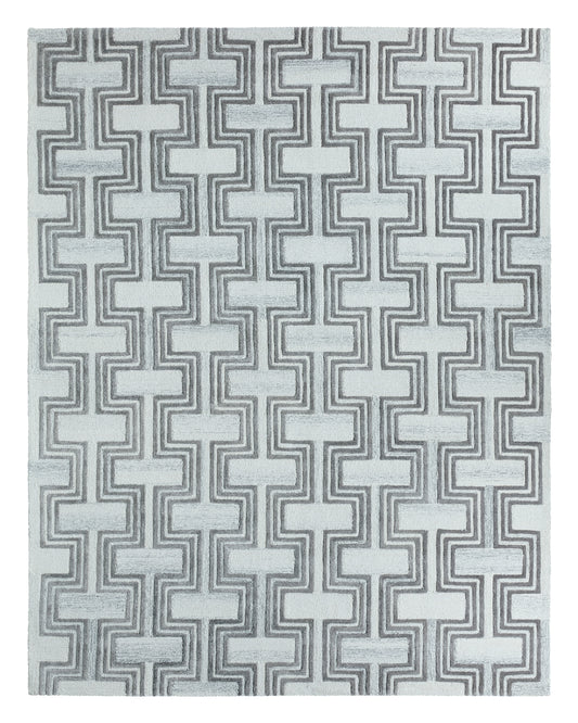 Melchor Geometric Mid-Century Modern Gray and Ivory Area Rug