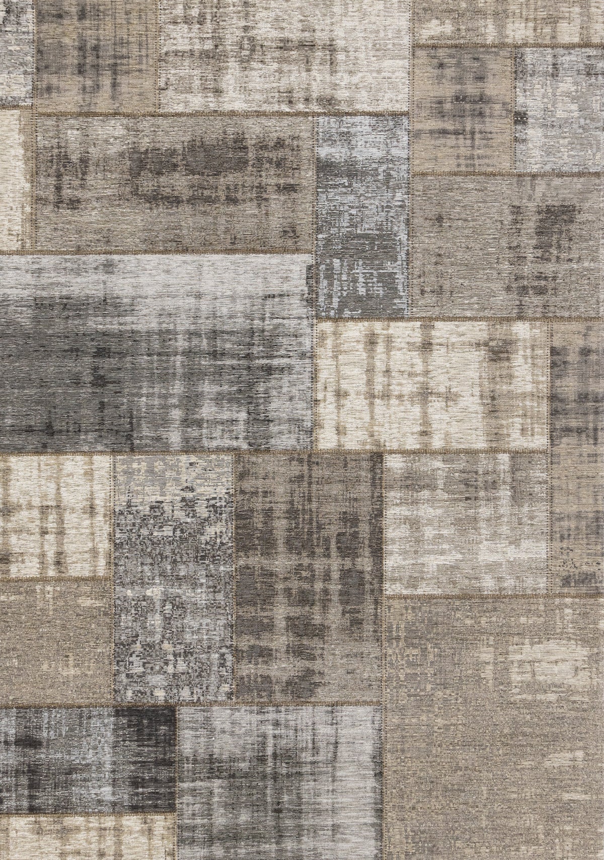Tapis contemporain patchwork gris