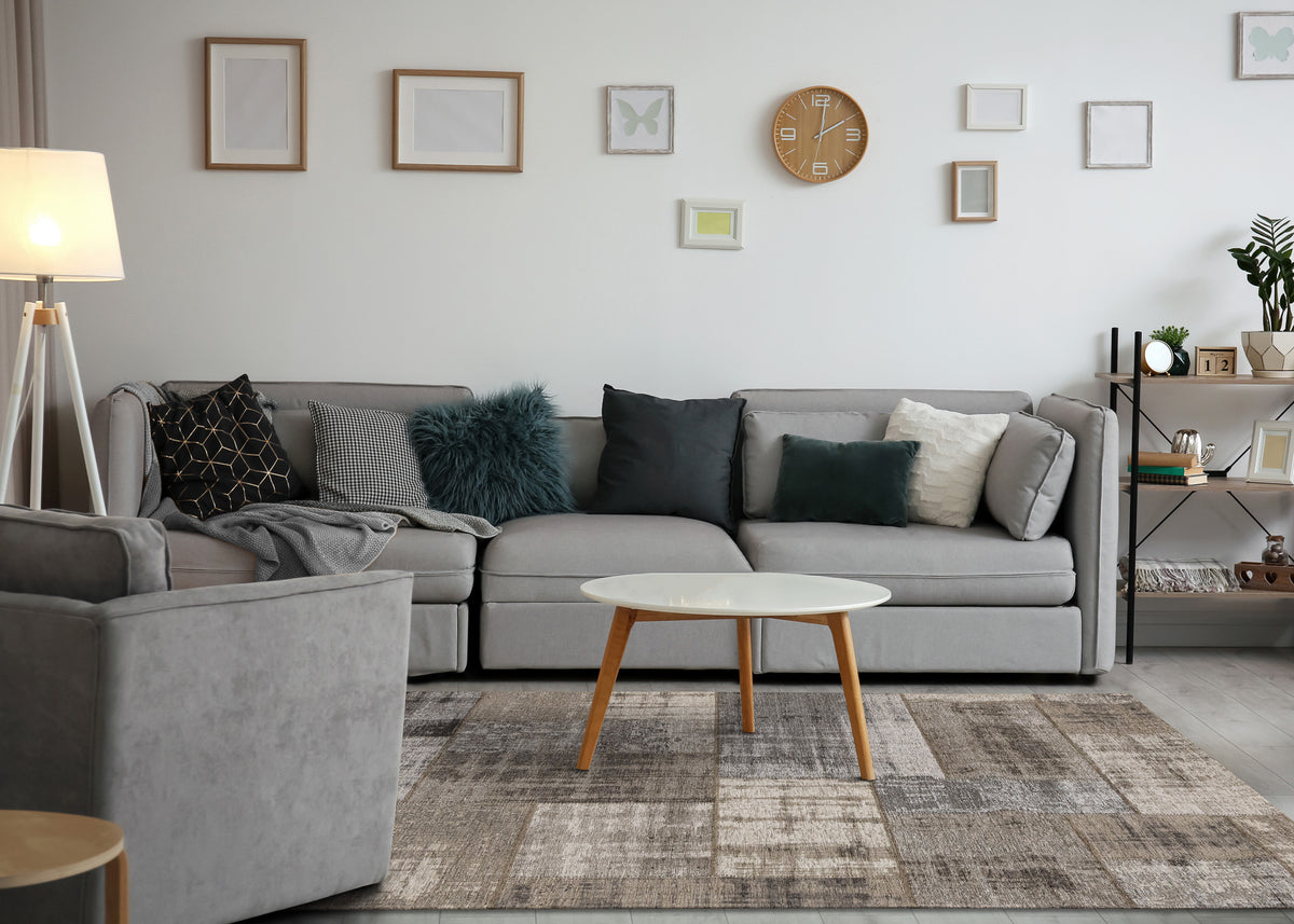 Contemporary Patchwork Grey Area Rug