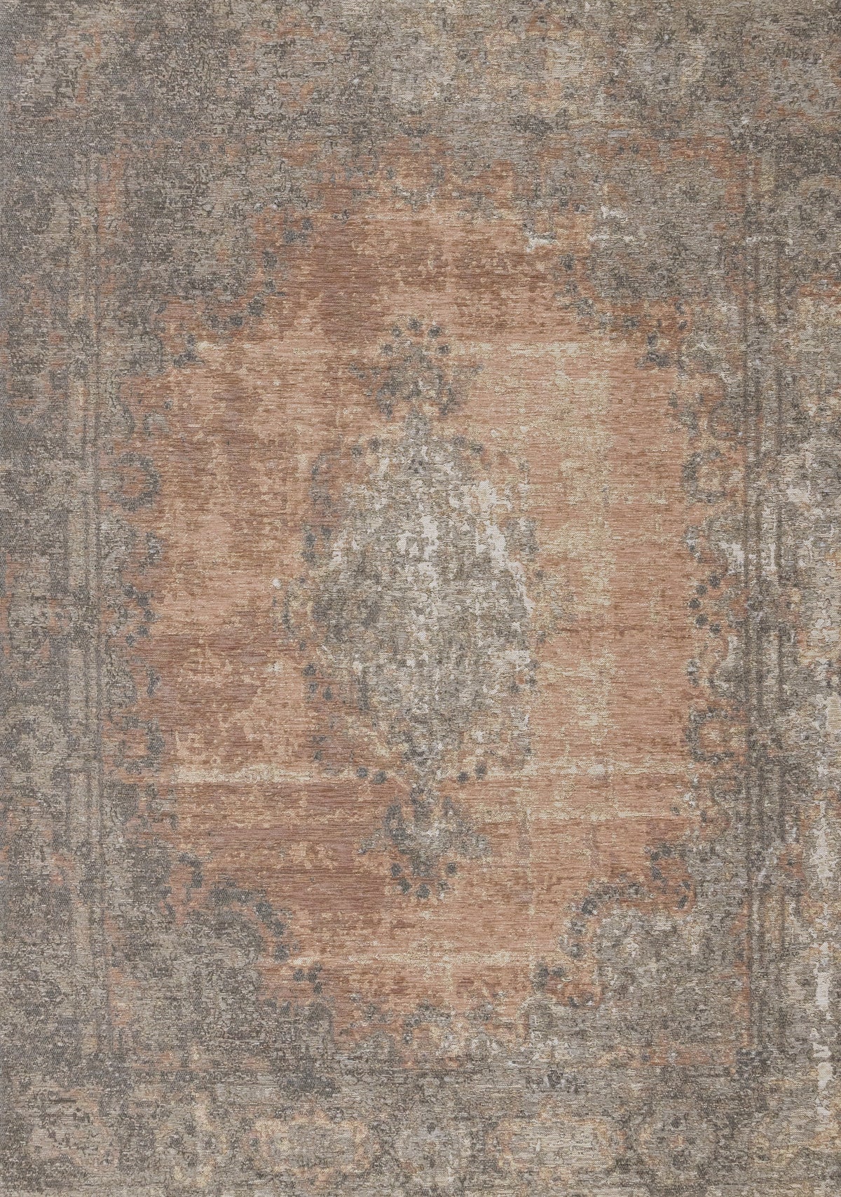 Tapis classique traditionnel à bordure gris