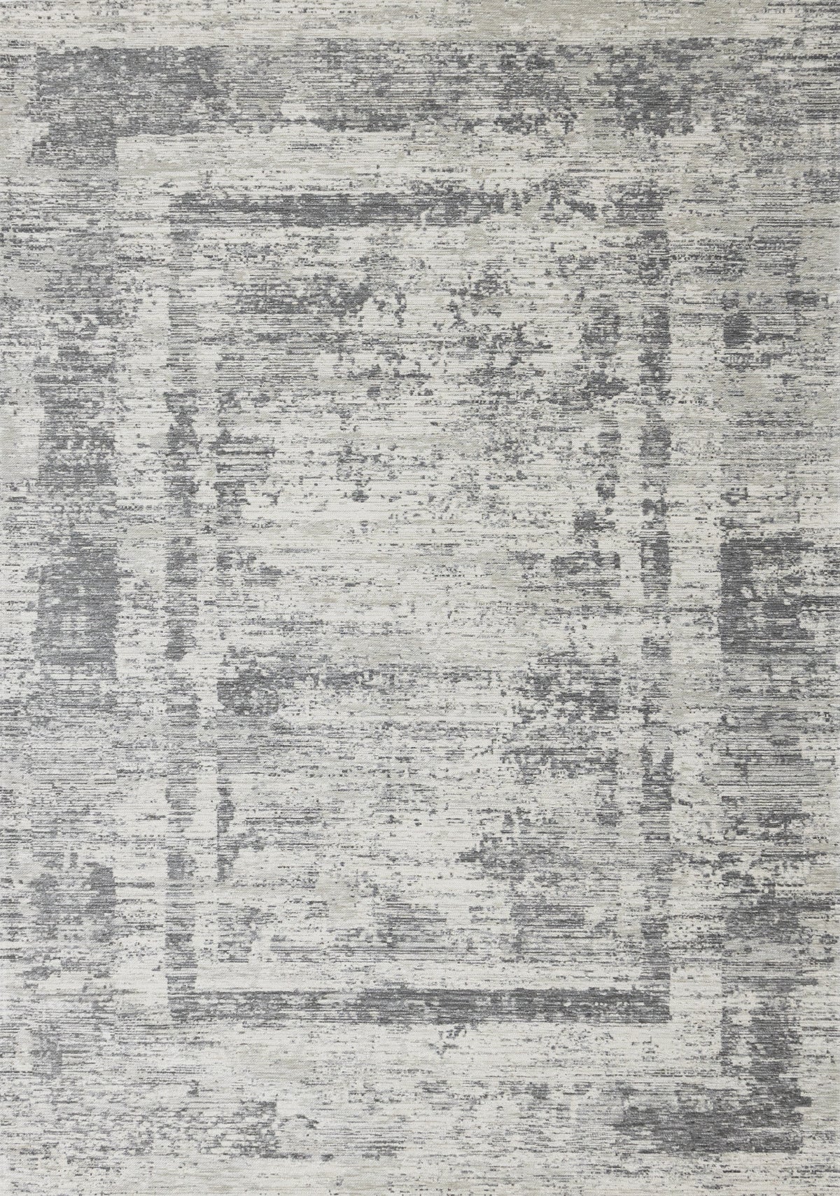 Alfombra Odalys con borde moderna en gris y blanco
