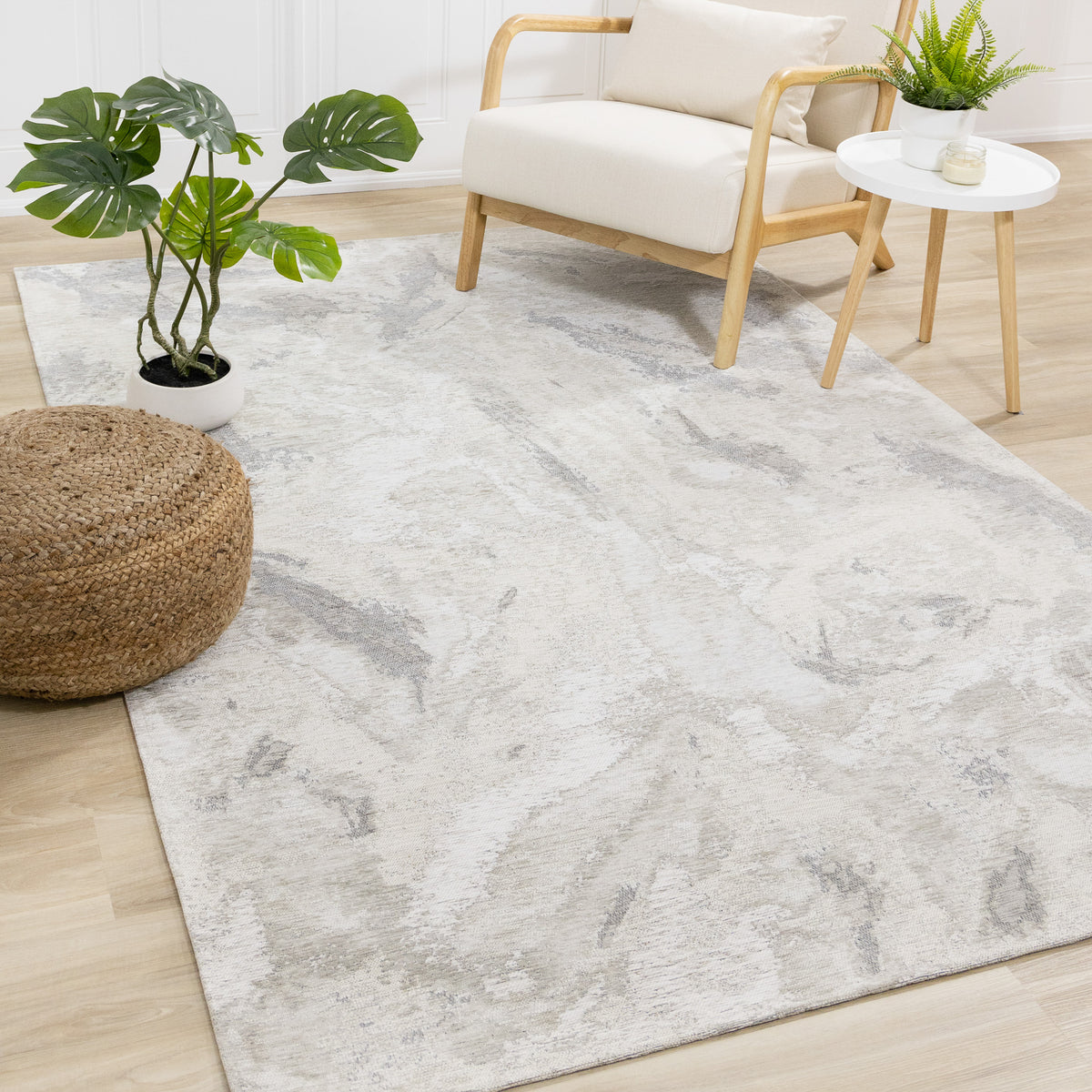 Modern Organic Cream Area Rug