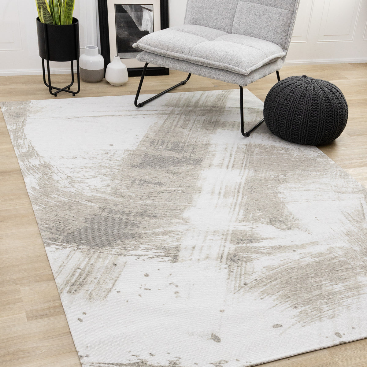 Contemporary Organic White Area Rug