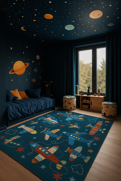 Tapis de jeu Soft Steps Playtime Airplane, tapis doux bleu marine