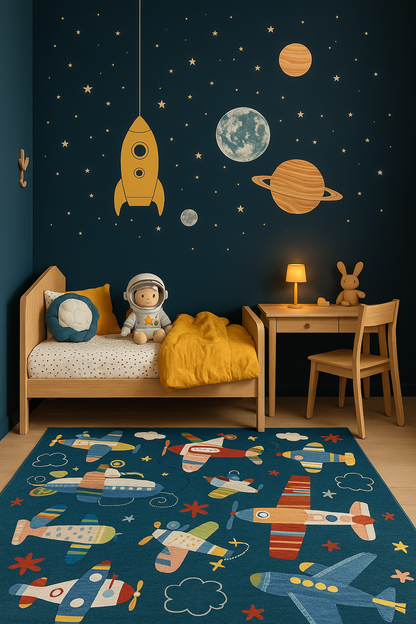 Tapis de jeu Soft Steps Playtime Airplane, tapis doux bleu marine