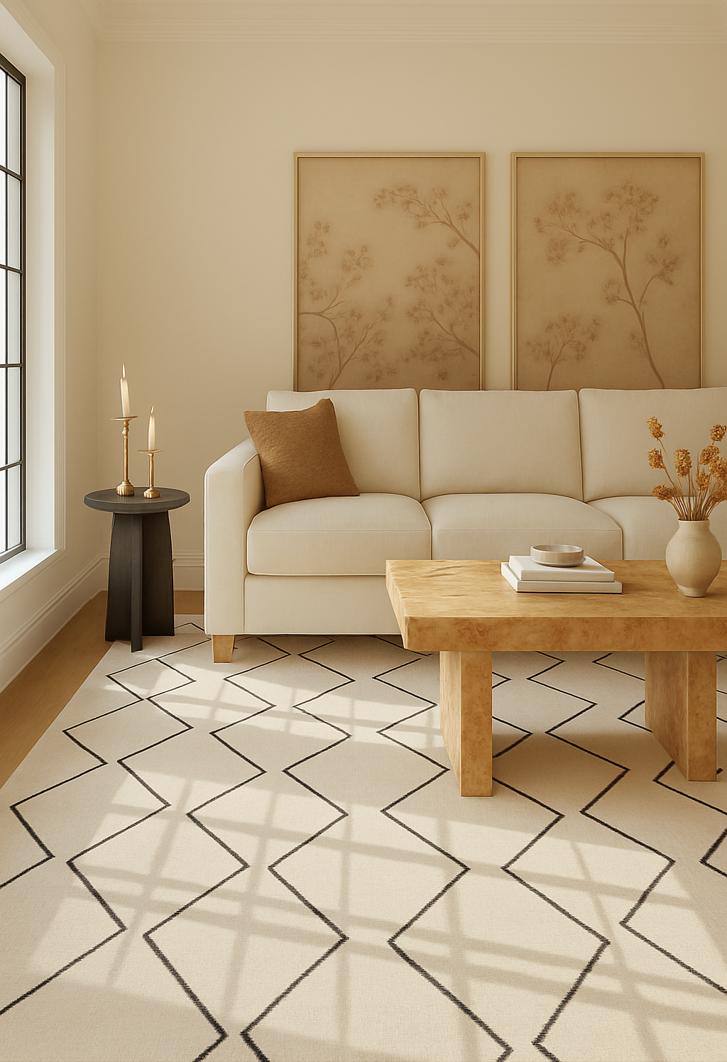 Tapis beige marocain Maya Boho
