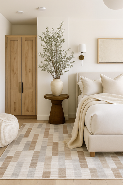 Tapis beige moderne abstrait Nomad