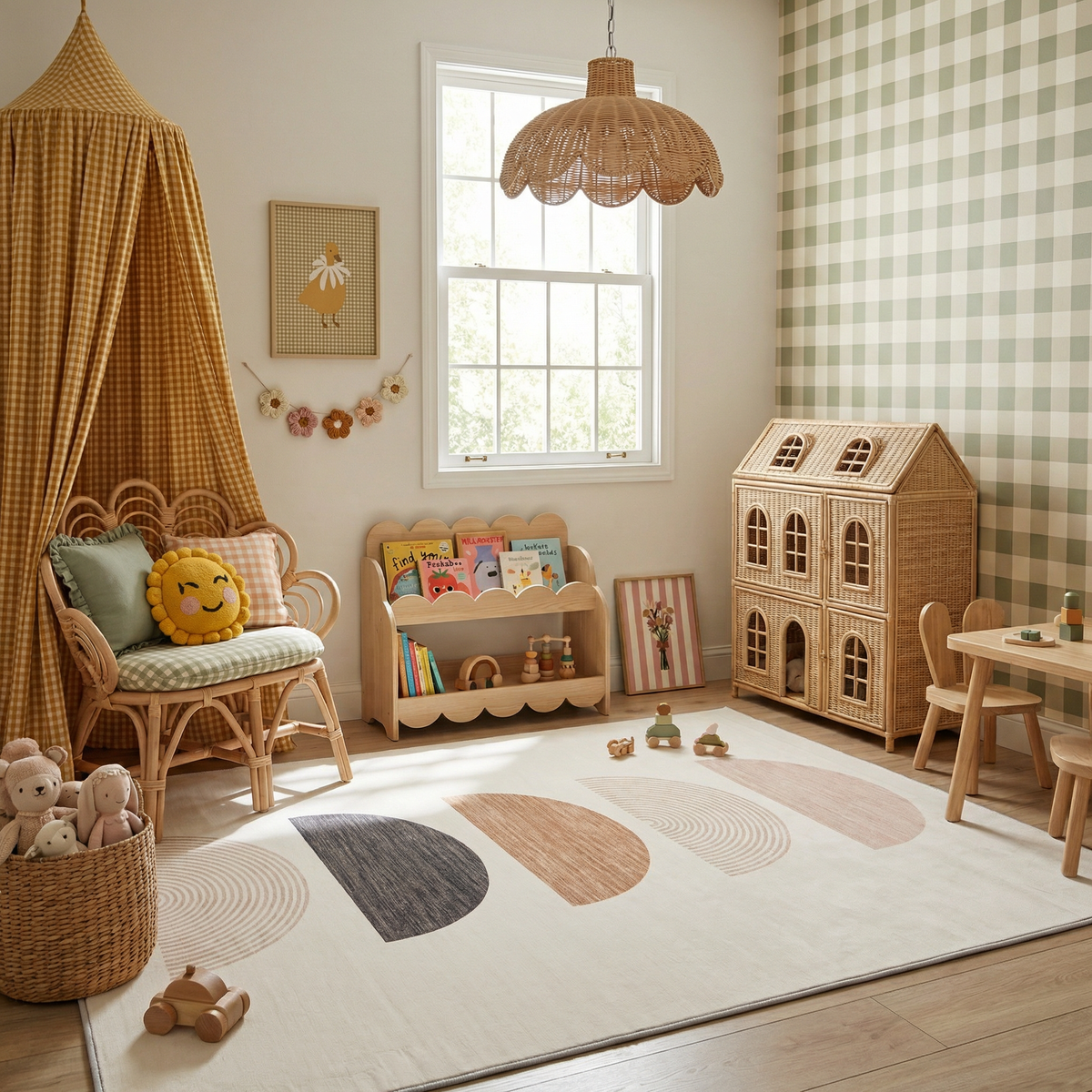 Solis Modern Cream Beige Kids Playroom Area Rug
