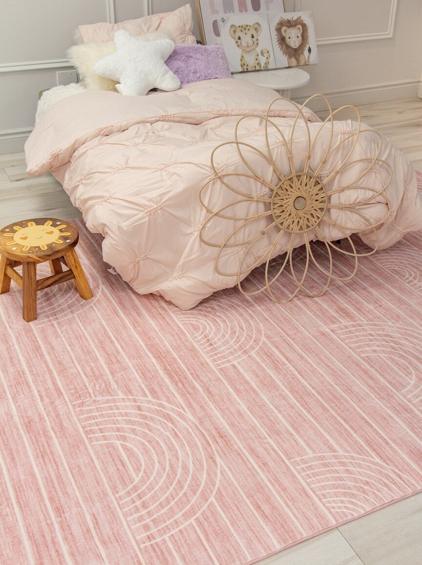 Tapis de jeu arc-en-ciel Soft Steps Playtime, tapis doux rose