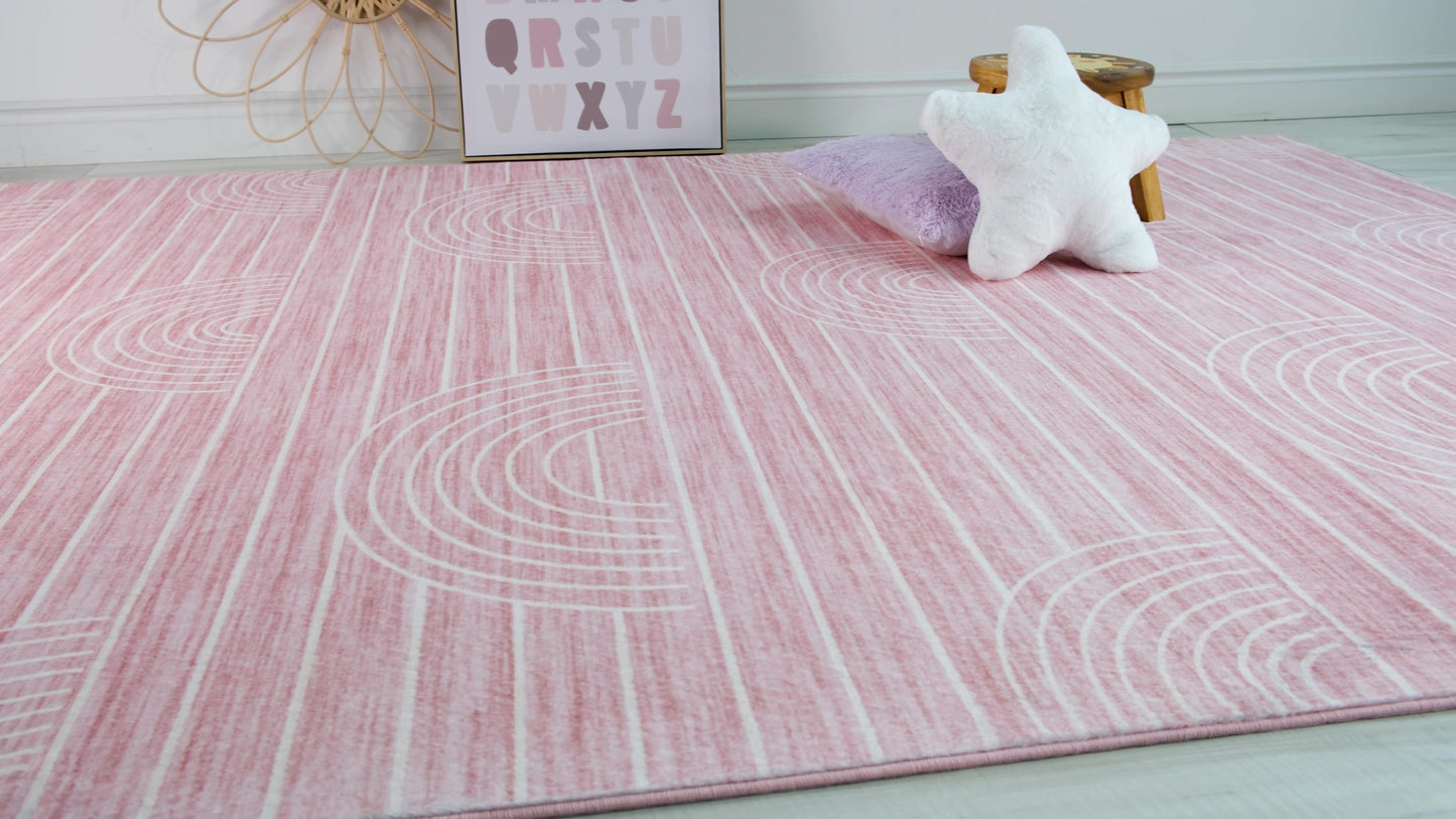 Tapis de jeu arc-en-ciel Soft Steps Playtime, tapis doux rose