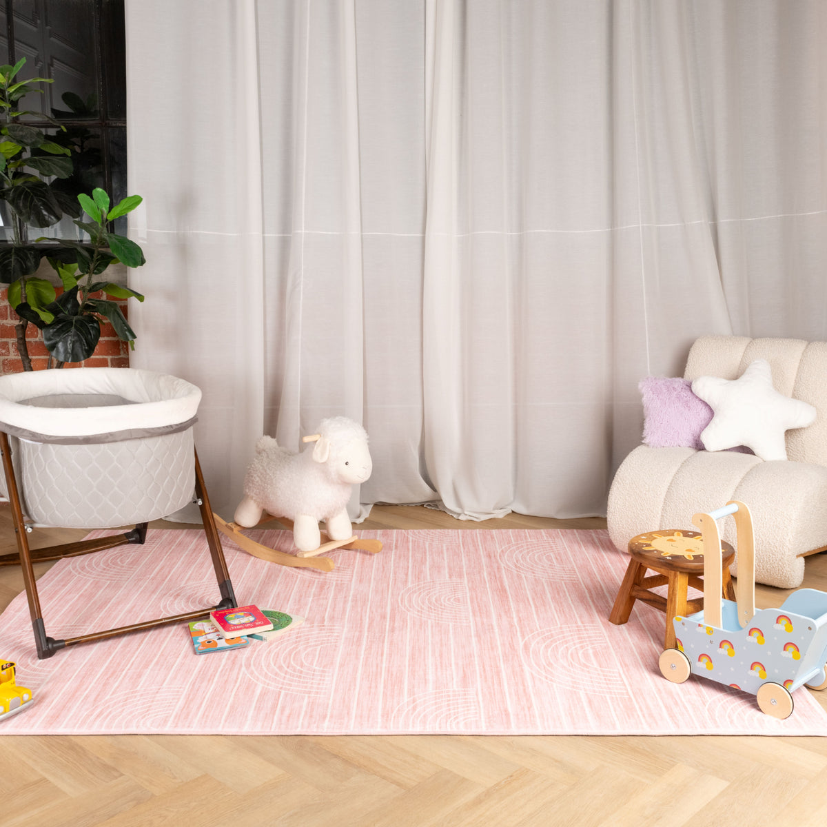 Luma Geometric Modern Pink and Cream Indoor Rug-6