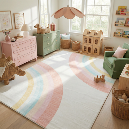 Tapis de jeu arc-en-ciel Soft Steps Playtime, tapis doux rose