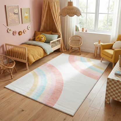 Tapis de jeu arc-en-ciel Soft Steps Playtime, tapis doux rose