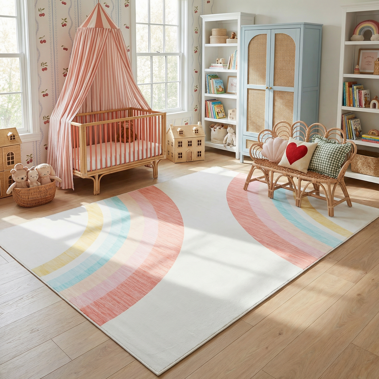 Tapis de jeu arc-en-ciel Soft Steps Playtime, tapis doux rose