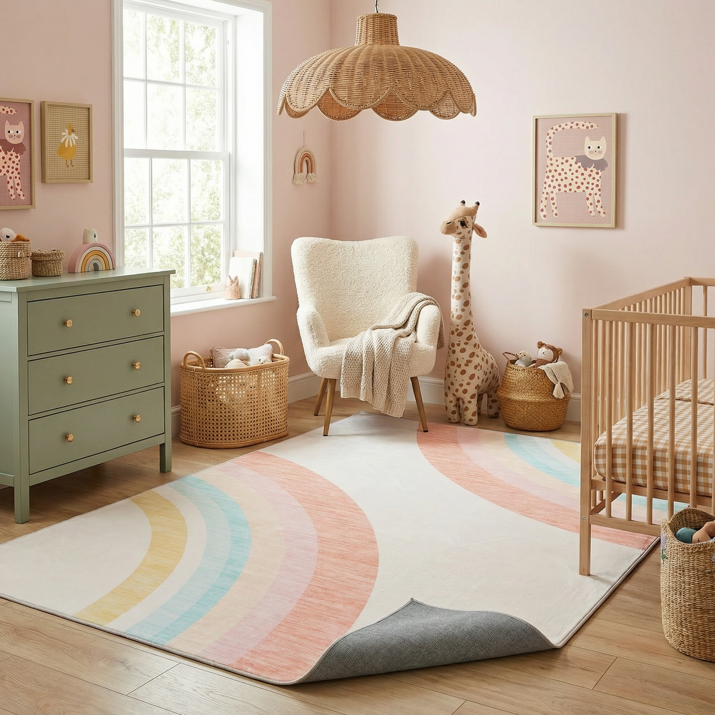 Tapis de jeu arc-en-ciel Soft Steps Playtime, tapis doux rose