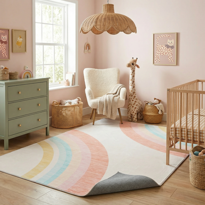 Tapis de jeu arc-en-ciel Soft Steps Playtime, tapis doux rose