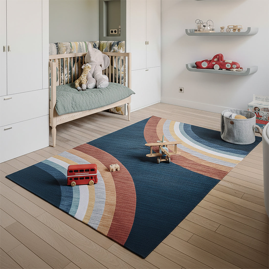 Alfombra de juego Soft Steps Playtime Rainbow, color azul marino