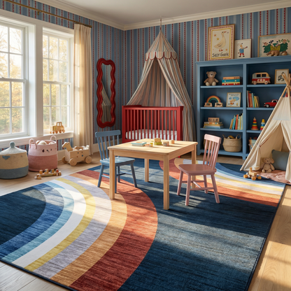 Tapis de jeu arc-en-ciel Soft Steps Playtime, tapis doux bleu marine